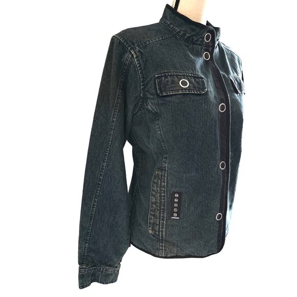 Jansport Jean Jacket VINTAGE Walkman Dark Denim Long Sleeve Snap Close Large - Picture 4 of 8